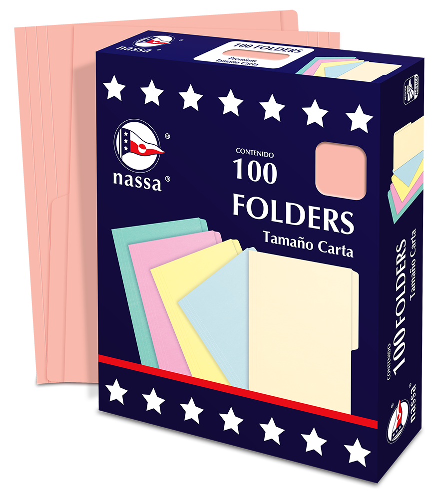 100 Folder Tamaño Carta Premium Nassa Oficina Color Rosa