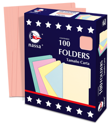 100 Folder Tamaño Carta Premium Nassa Oficina Color Rosa
