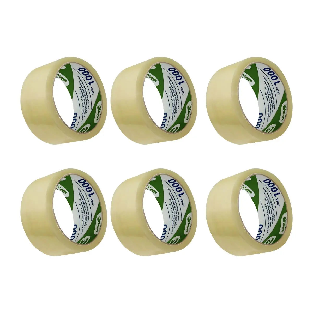 Paquete 6 Cintas Adhesivas de Empaque Transparente 1000 de 48x50 Devek - Devek