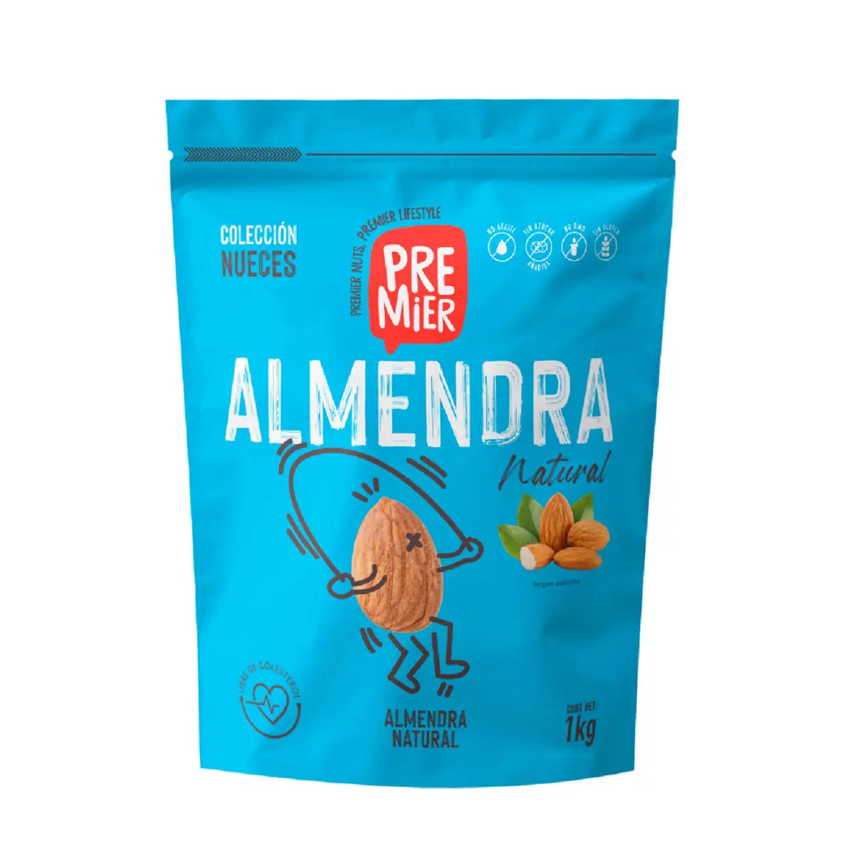 Almendra Natural 1kg - Premier - vista lateral