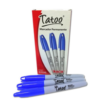 10 Marcadores Permanentes Tatoo Baco Punto Fino Azul