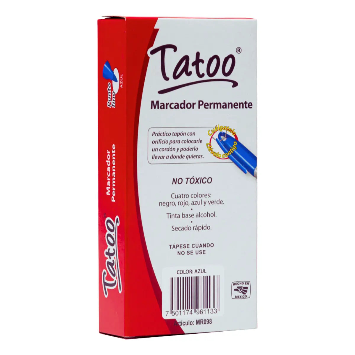 10 Marcadores Permanentes Tatoo Baco Punto Fino Azul Baco