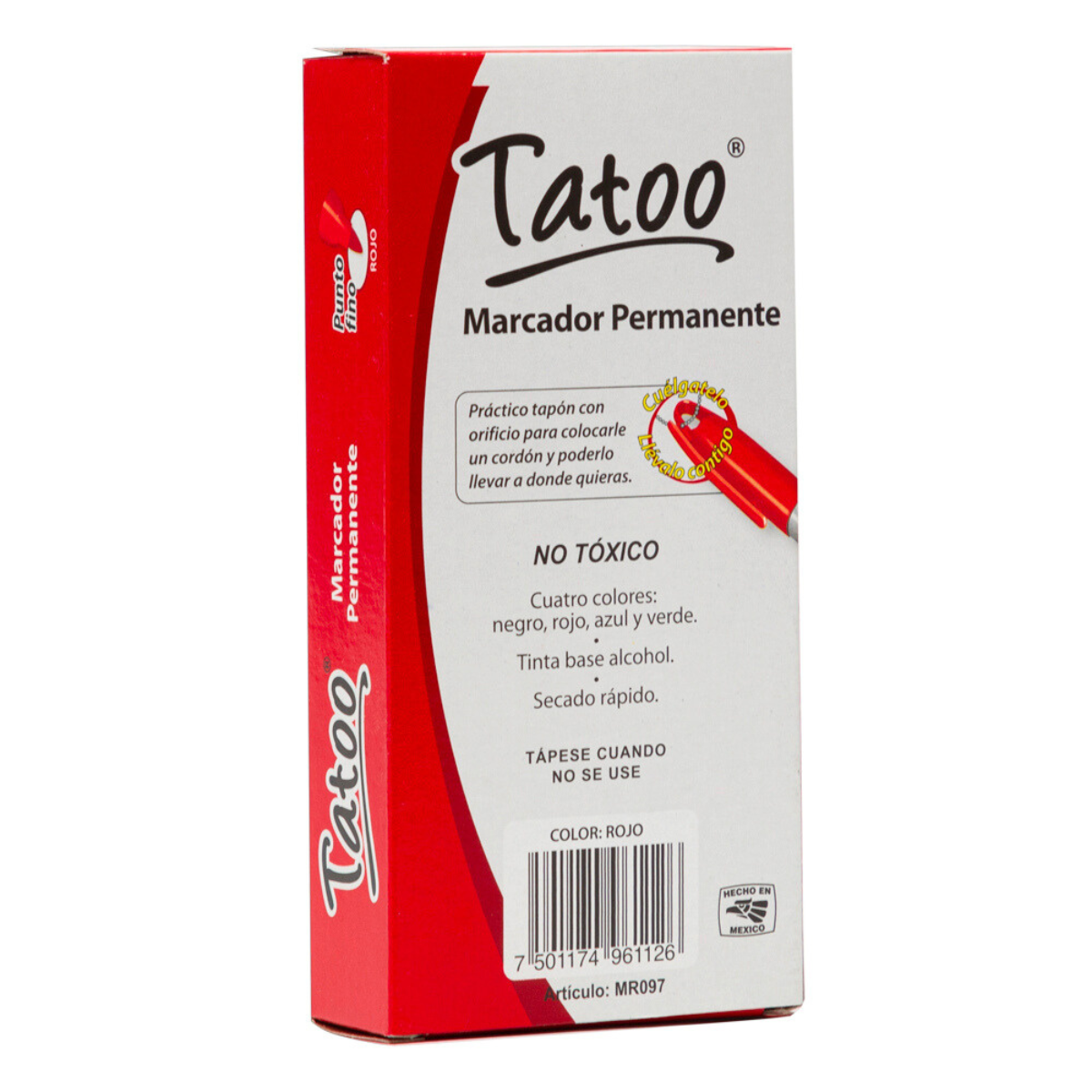 10 Marcadores Permanentes Tatoo Baco Punto Fino Rojo