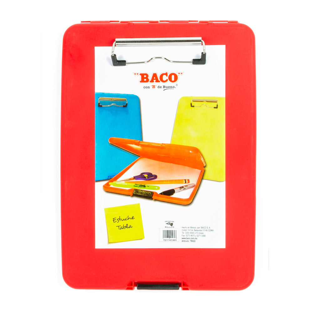 Tabla Estuche Baco Plástico Varios Colores Sujetapapeles