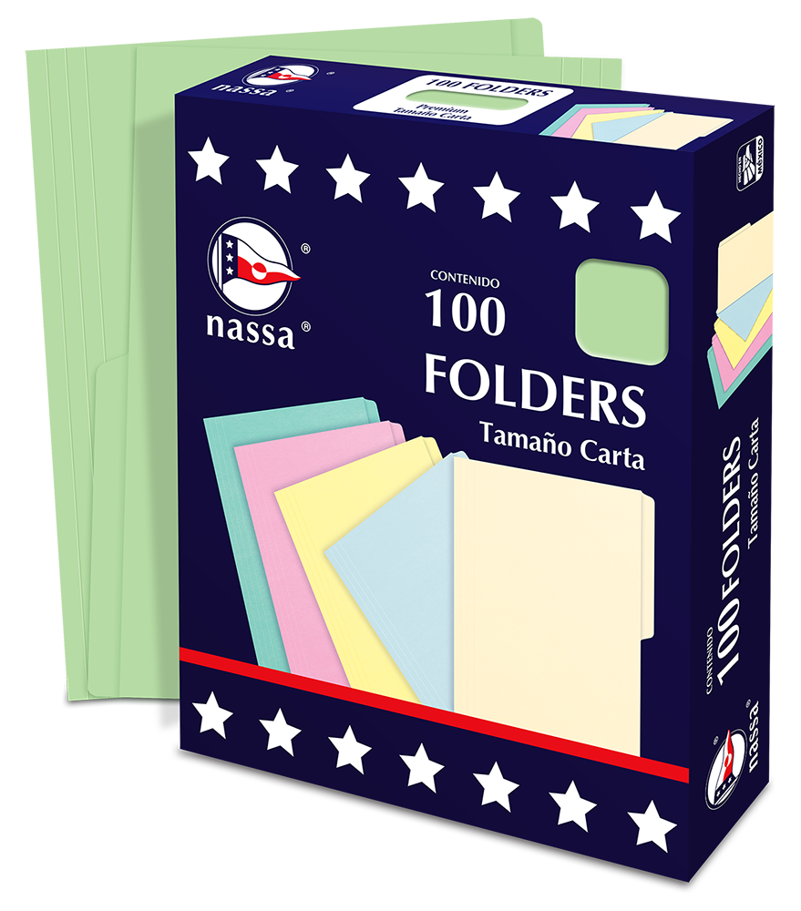100 Folder Tamaño Carta Premium Nassa Oficina Color Verde