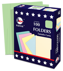 100 Folder Tamaño Carta Premium Nassa Oficina Color Verde