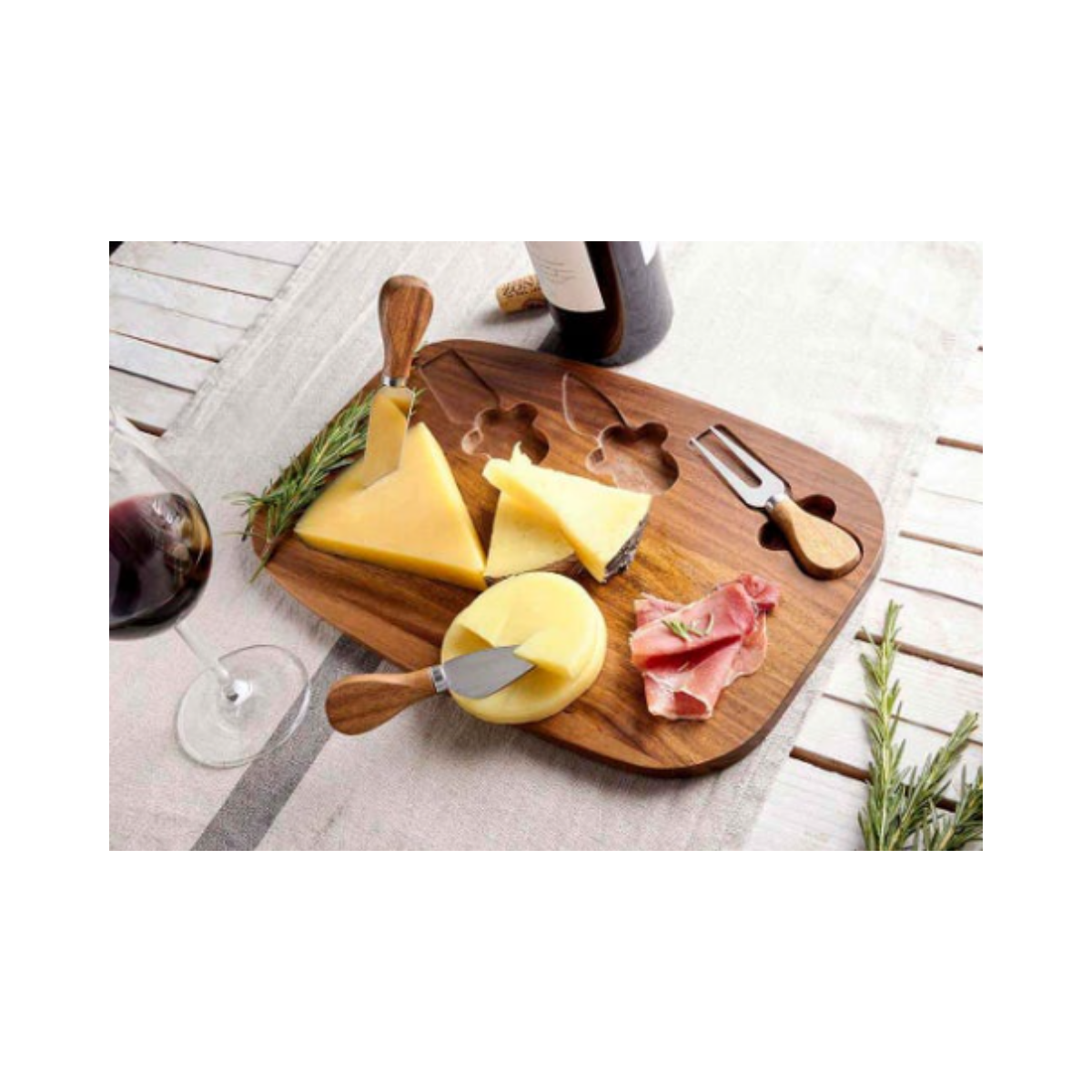 Set Tabla Cuchillo Tenedor Lesoto Promoopcion Queso Madera