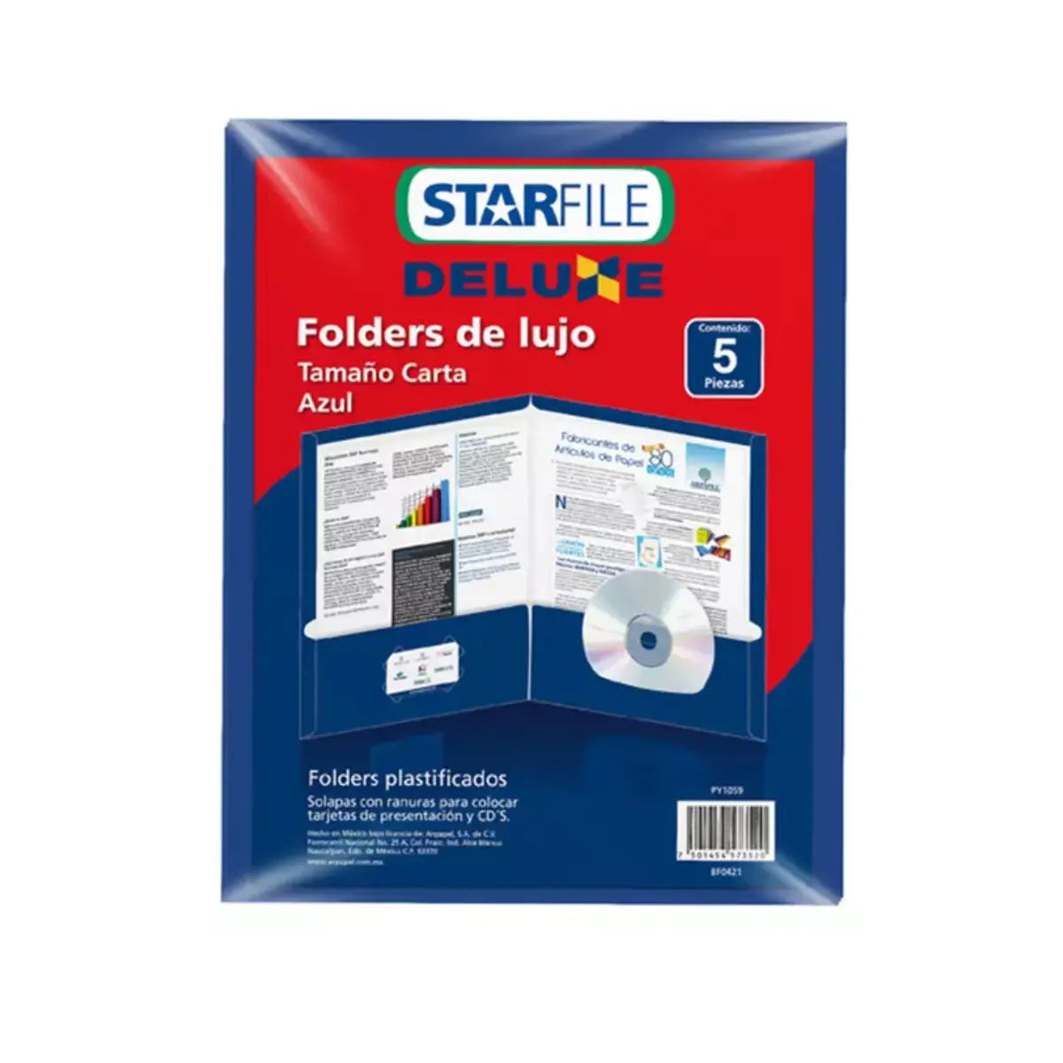 12paq. 5pzas Folder Carta Plastico Arpapel Azul 23.5x29.5cm - Star File