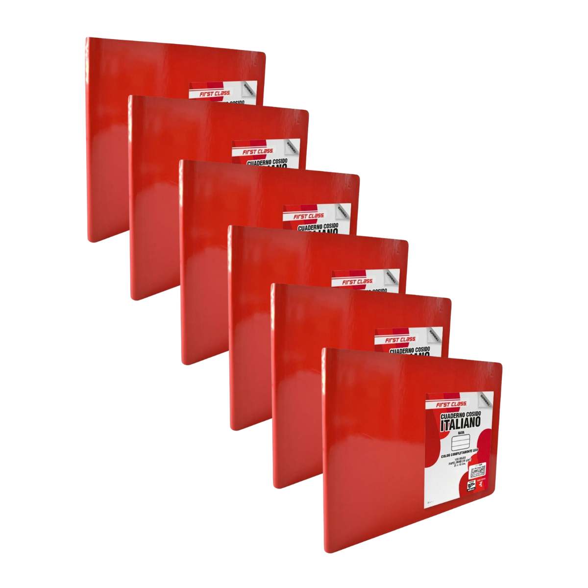Pack 6 Cuaderno Italiano Cosido First Class 100 Hojas Raya First Class