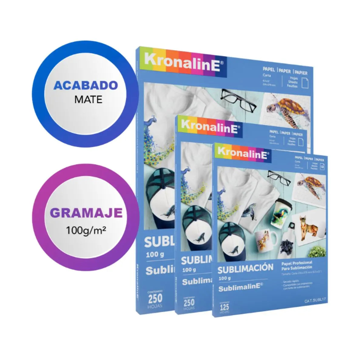 Pack 2 Hojas Papel Sublimación Kronaline SUBL17 Carta 125 Hojas c/u Kronaline
