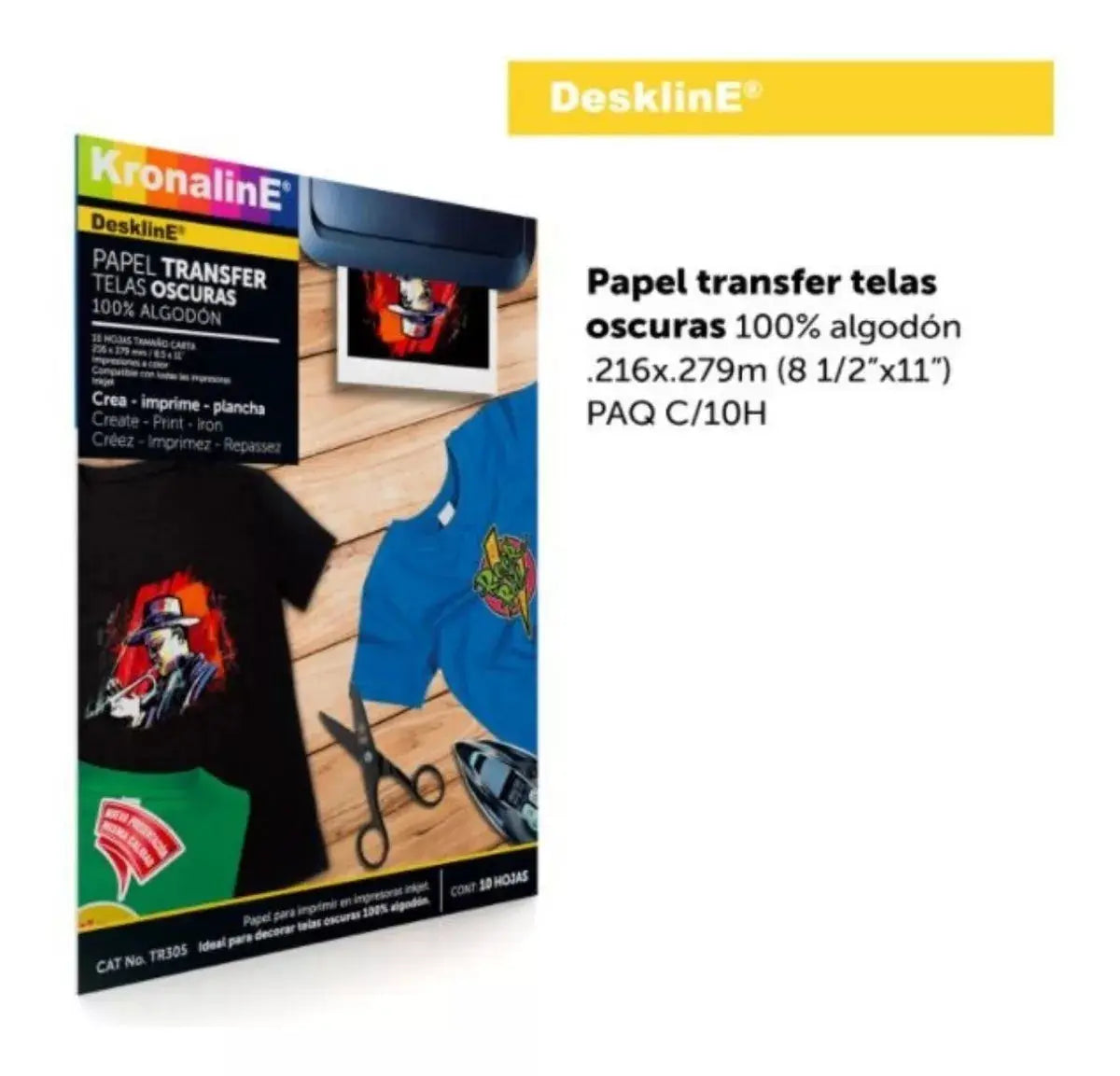 2 Pack Papel Transfer Telas Obscuras 10 Hojas Tr305 - Kronaline - vista lateral