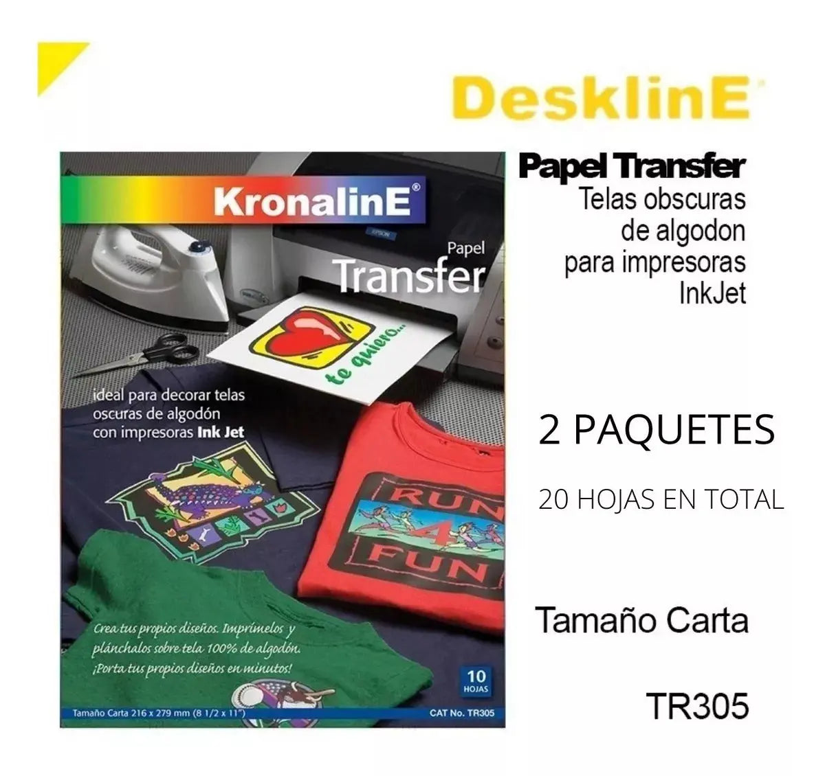 2 Pack Papel Transfer Telas Obscuras 10 Hojas Tr305 - Kronaline - accesorios
