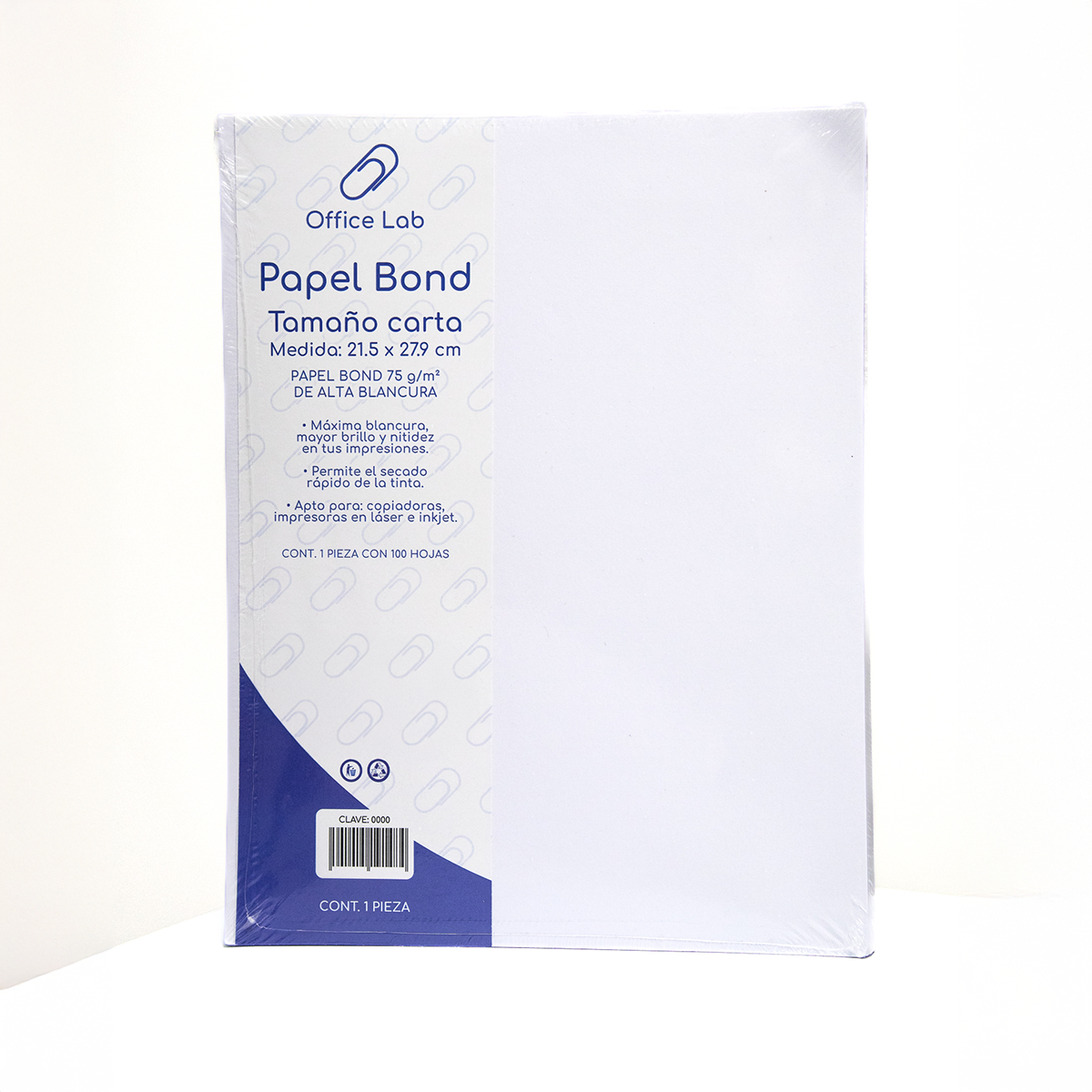 Paquete 100 Hojas Papel Bond Office Lab Carta 75gr