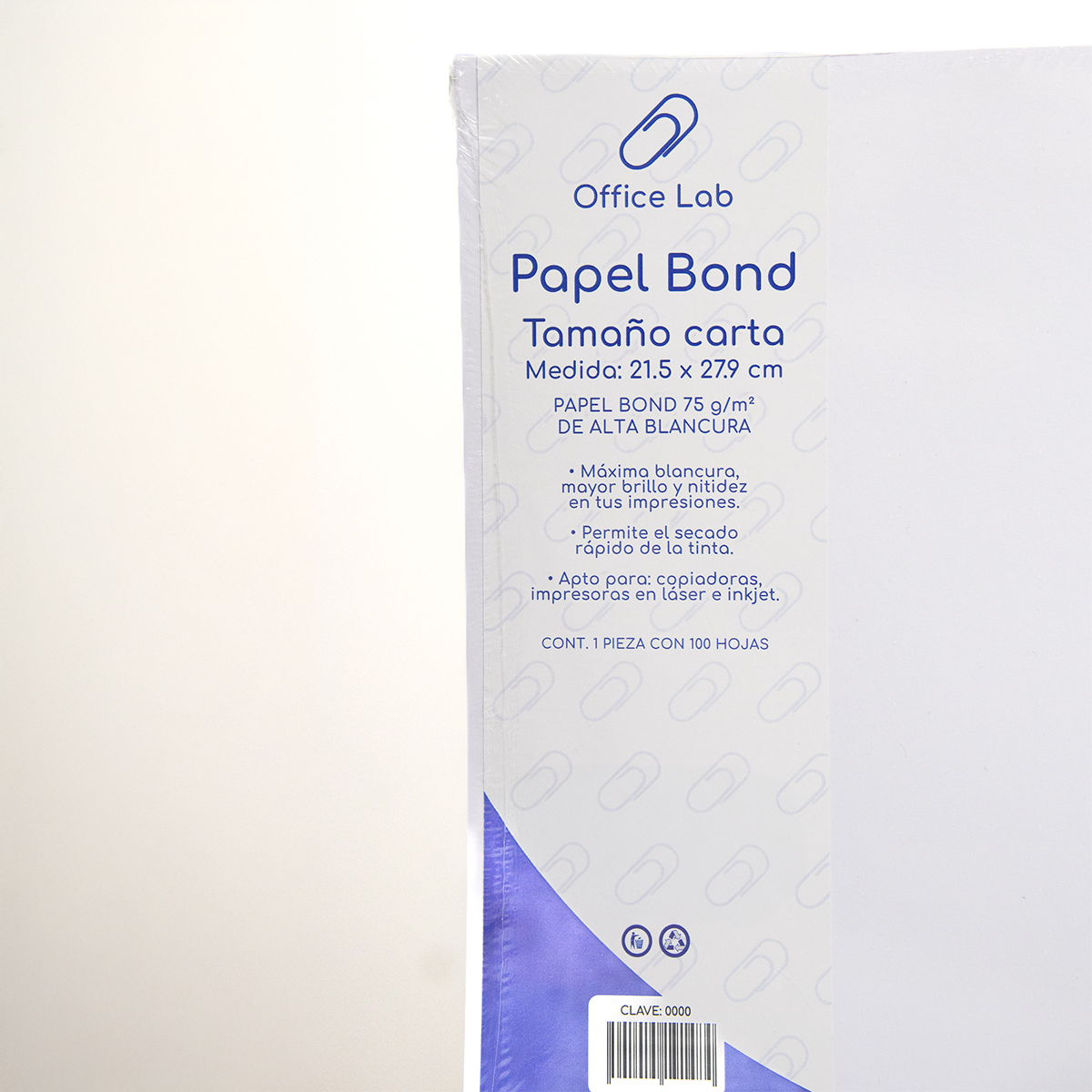 Paquete 100 Hojas Papel Bond Office Lab Carta 75gr