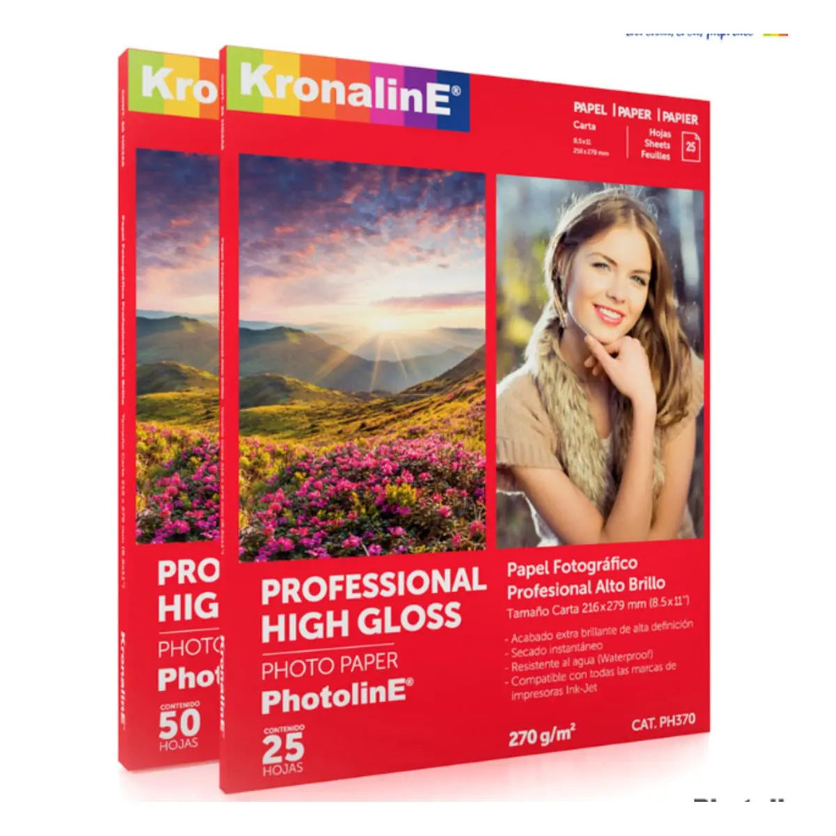 Papel Fotografico Brillante Carta Kronaline Ph371 50 Hojas c/u 3 PIEZA - Kronaline - detalle
