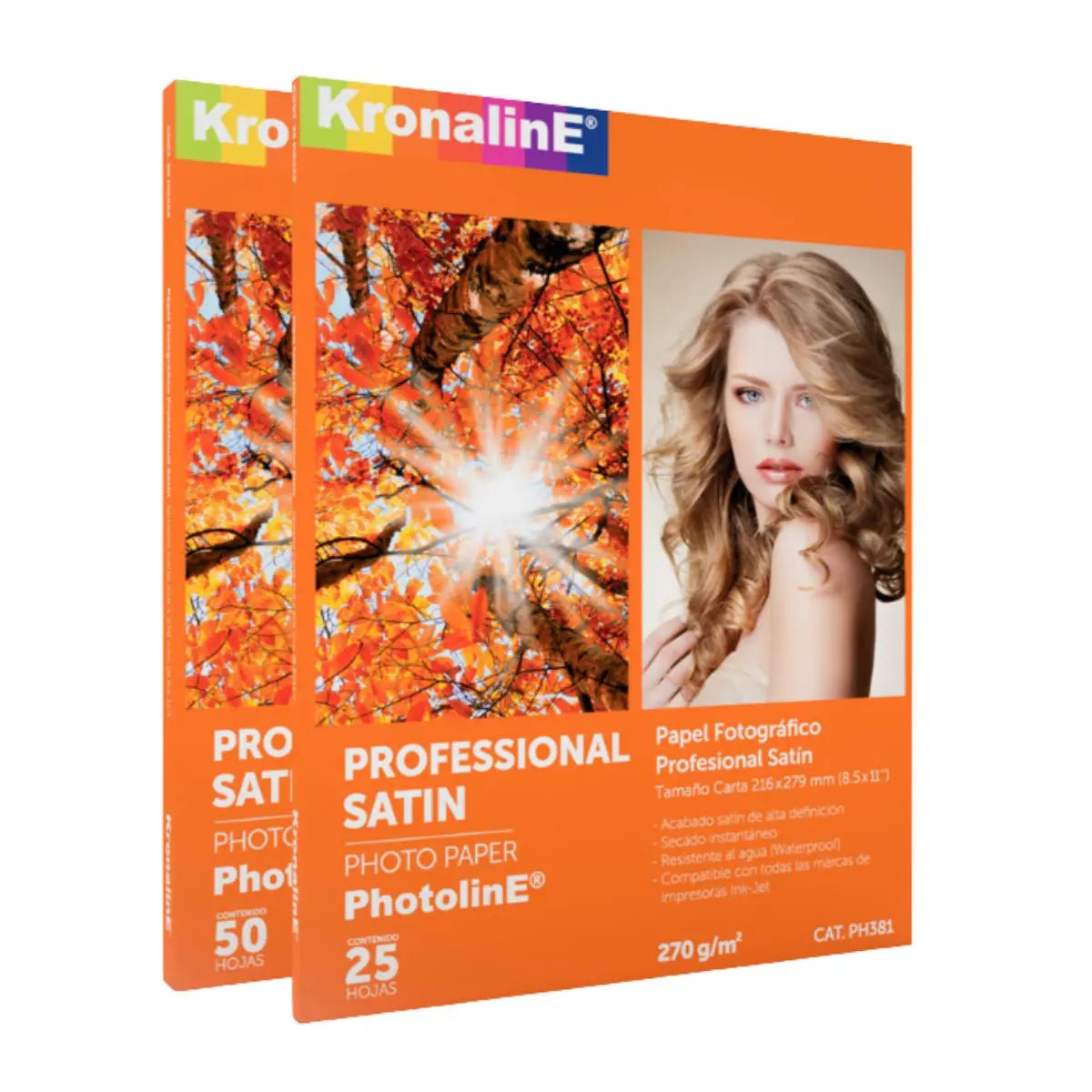 25 Hojas Papel Fotográfico Satinado Carta Kronaline Ph381 - Kronaline - vista trasera