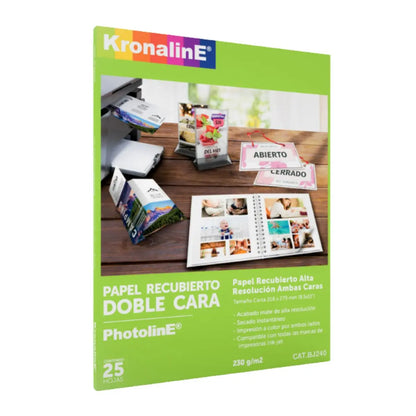 Papel Recubierto Alta Resolución Kronaline BJ240 Doble Cara 25 Hojas c/u Kronaline
