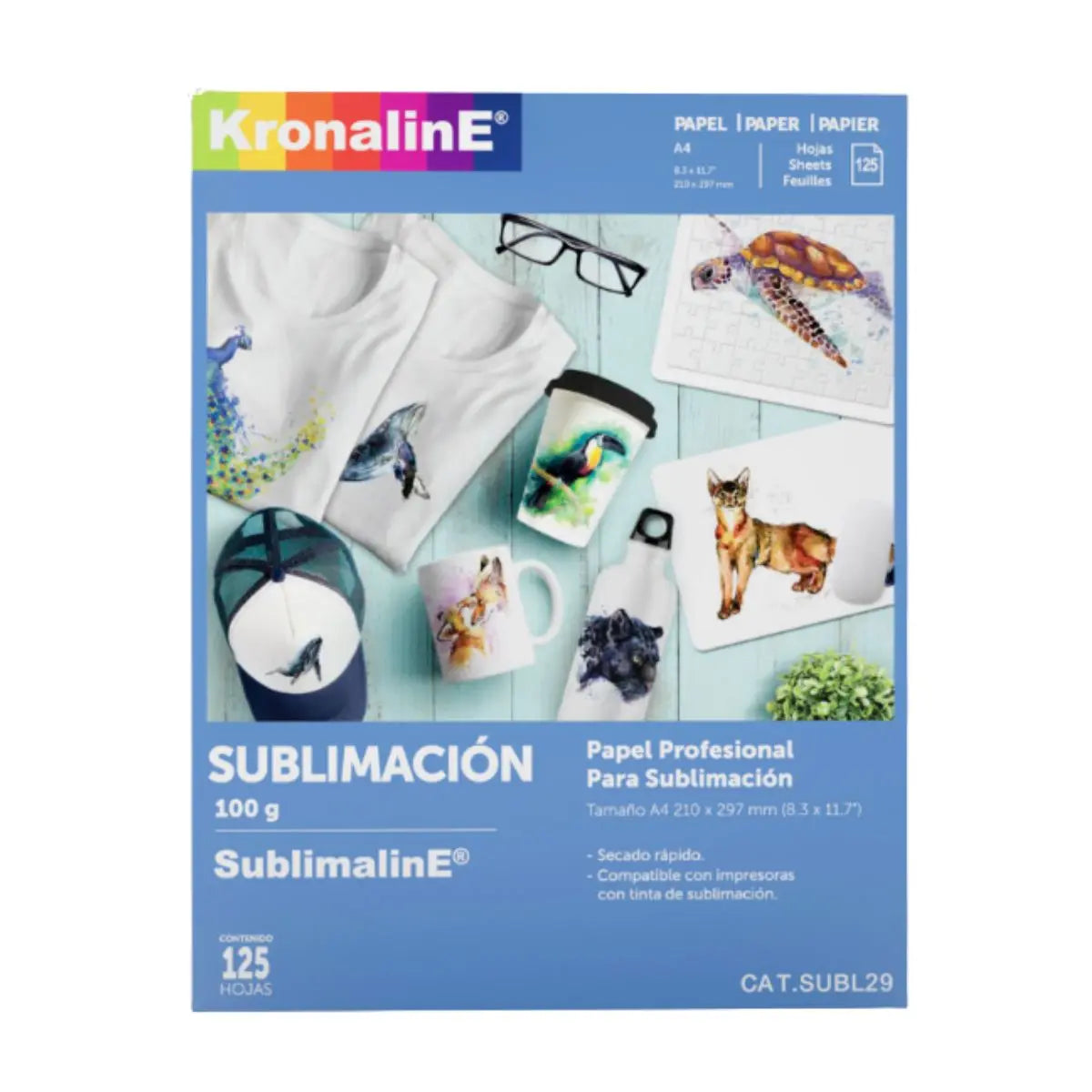 125 Hojas Papel Sublimacion Sublimar Kronaline Subl29 28x43 - Kronaline - vista trasera