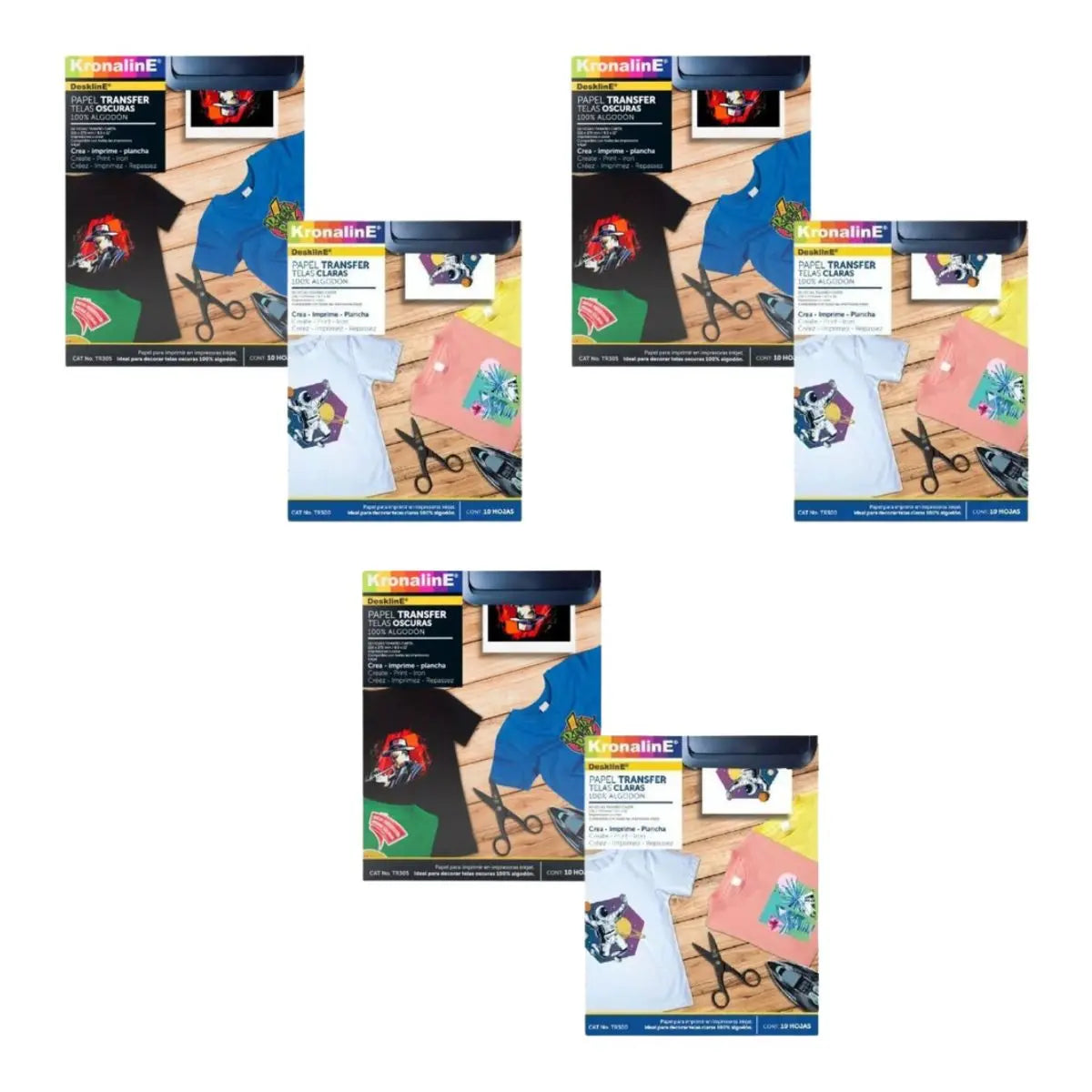 Papel Transfer Kronaline Carta Diseño 1 Claro + 1 Obscuro Telas c/u 3 PIEZA - Kronaline - detalle