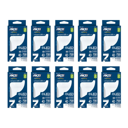 Paquete de 10 Focos LED A19 Aksi 7W Luz Blanca - Aksi - vista lateral