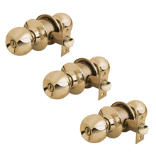 Cerradura Pomo Tipo Esfera Aksi, Latón Brillante para Recámara