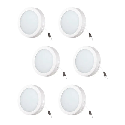 Paquete de 6 Luminarios LED Aksi 12W Sobreponer Circular Luz Blanca - Aksi