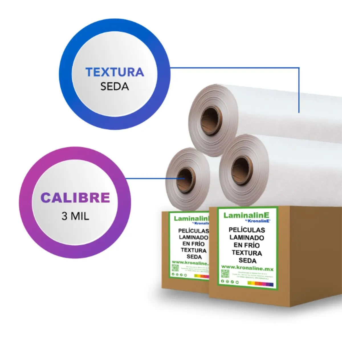 PELICULA LAMINADO EN FR?O TEXTURA SEDA 4 MIL N3" 1.27x50m *DS - Kronaline - accesorios