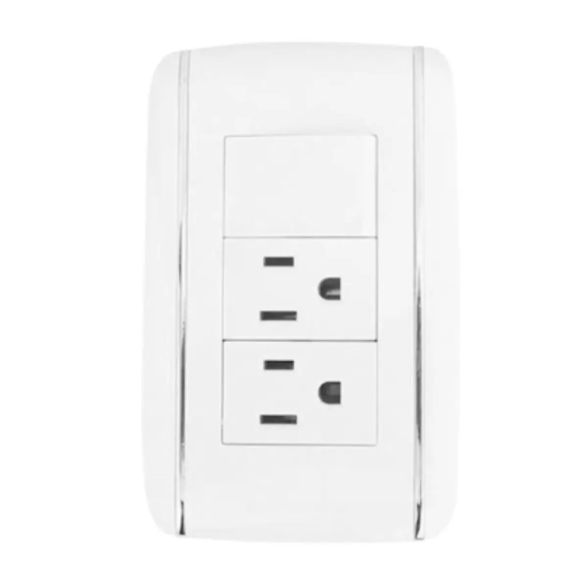 Placa Apagador Y Contacto Doble Blanco Vicenza Sanelec 4521 - Sanelec - detalle