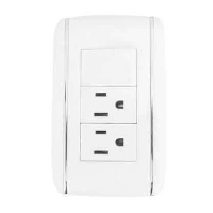 Placa Apagador Y Contacto Doble Blanco Vicenza Sanelec 4521 - Sanelec - detalle