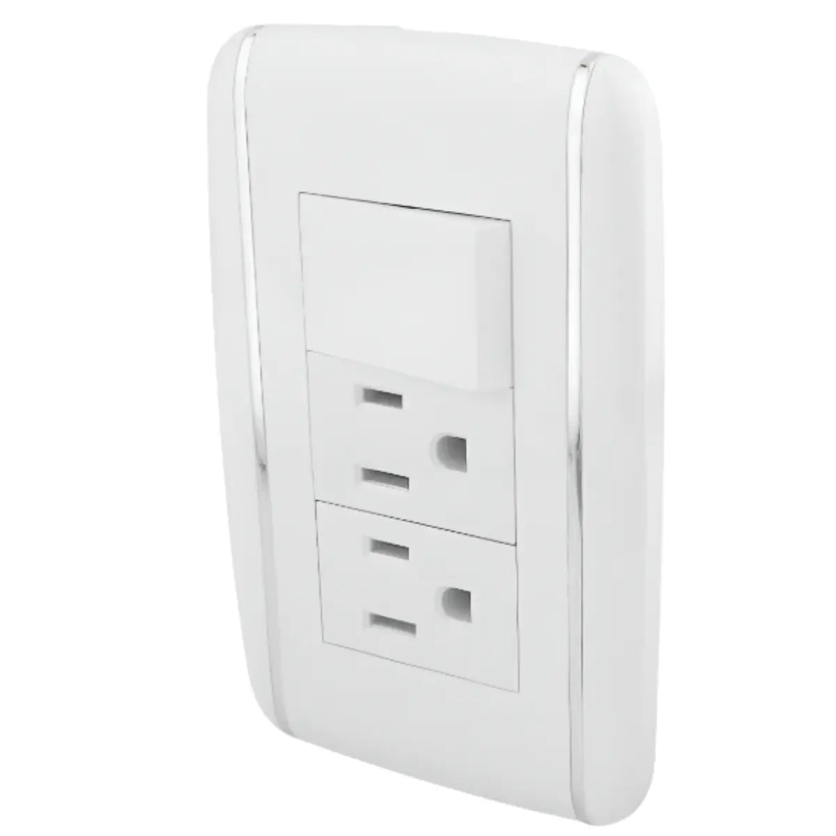 Placa Apagador Y Contacto Doble Blanco Vicenza Sanelec 4521 - Sanelec