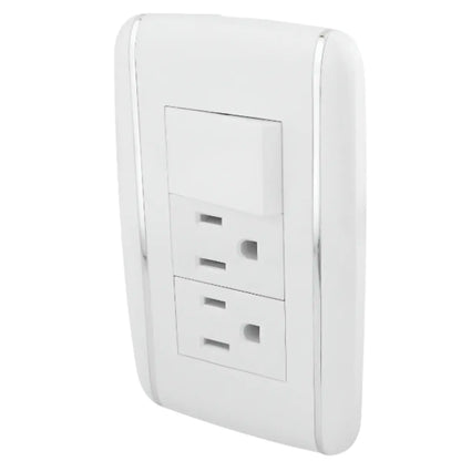 Placa Apagador Y Contacto Doble Blanco Vicenza Sanelec 4521 - Sanelec