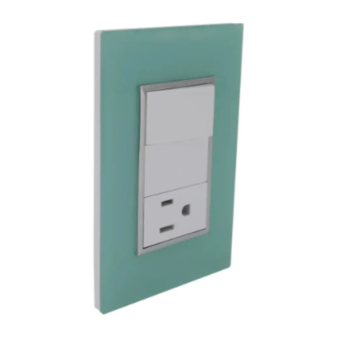 Placa Sanelec 4548 Línea Venecia Aqua con Apagador y Contacto Aterrizado 127V - Sanelec