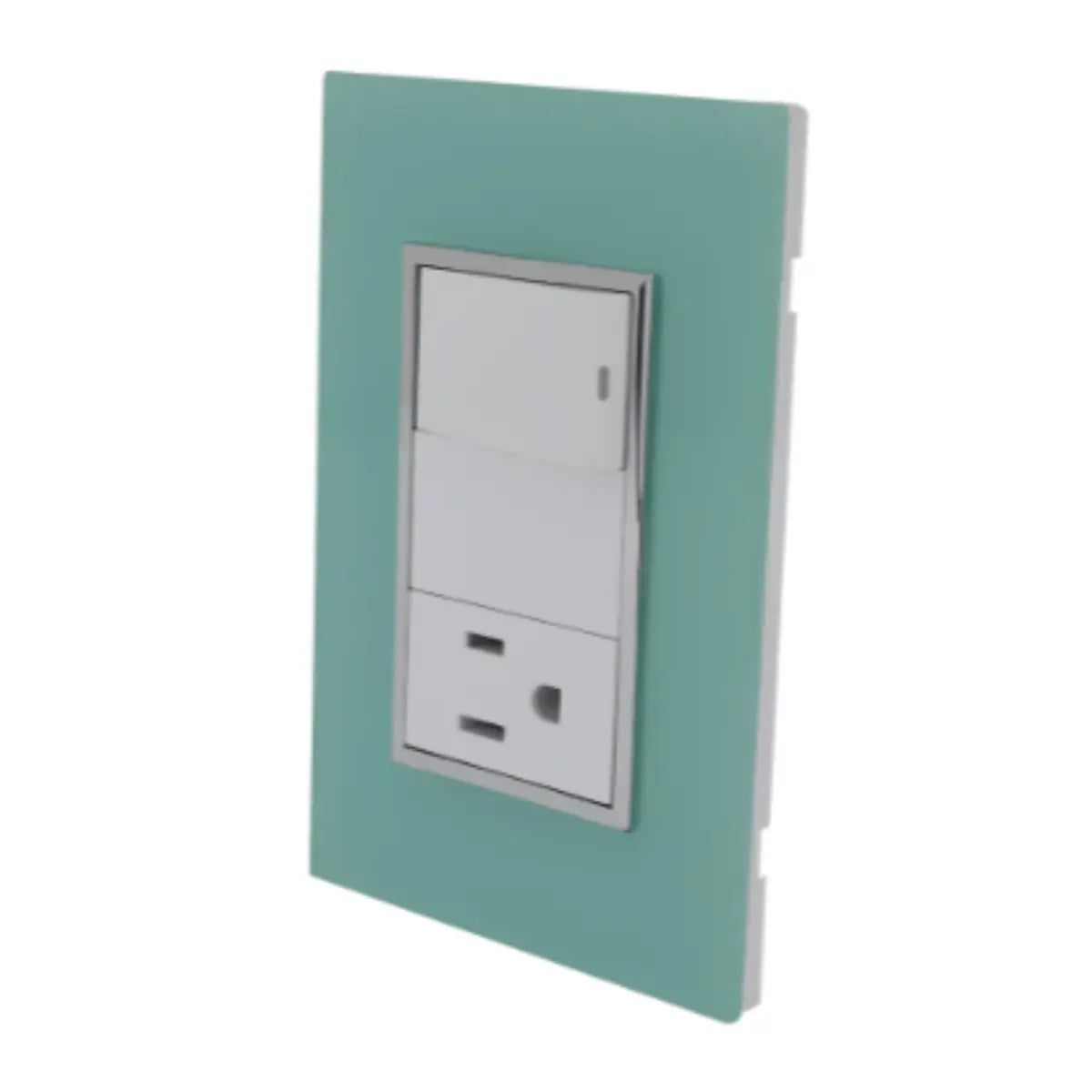 Placa Sanelec 4548 Línea Venecia Aqua con Apagador y Contacto Aterrizado 127V - Sanelec - detalle