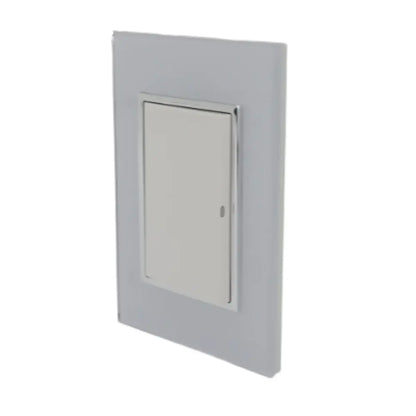 12pz Placa Sanelec Línea Venecia Blanco con Apagador Sencillo 127V - Sanelec - vista lateral