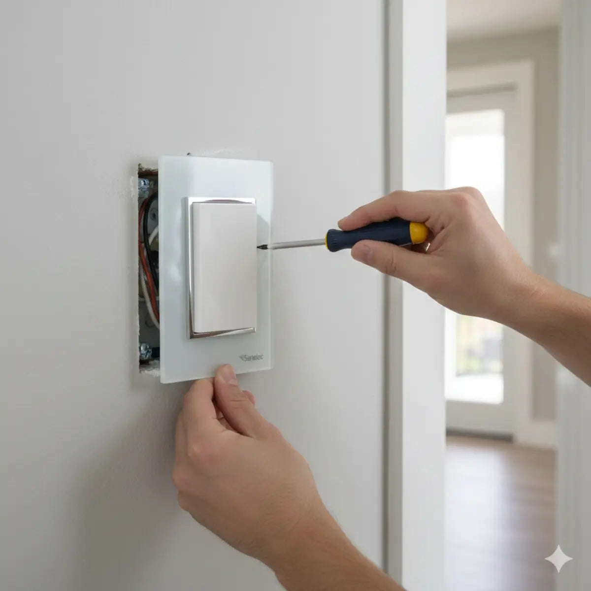 Placa Venecia Blanco apagador Sanelec 4472 - Sanelec