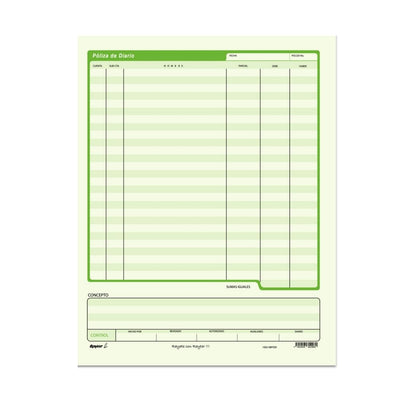 2 Block Poliza Diario Tamaño Carta 100 Hojas Rayter Verde