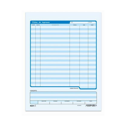 3 Block Poliza Ingresos Rayter Azul Tamaño Carta 50 H C/u