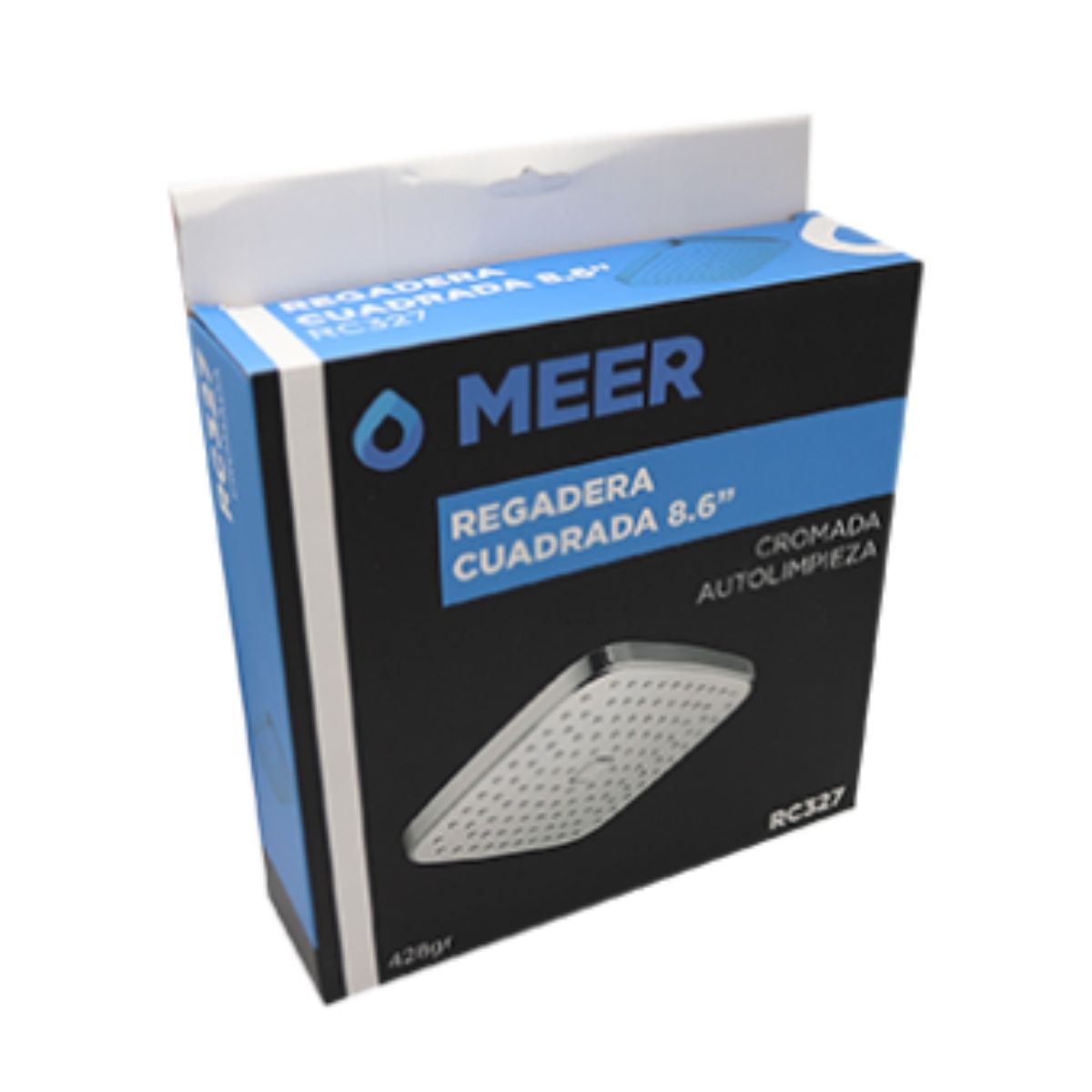 Regadera Cuadrada 8.6” Boton Limpieza Meer Cromada
