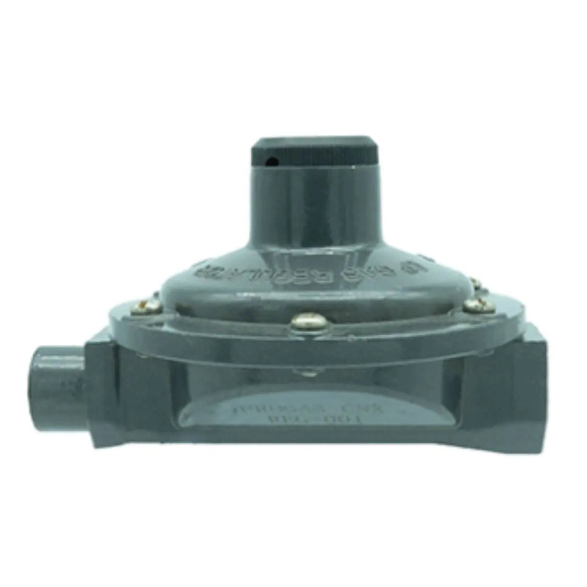 REGULADOR PARA GAS 1 VIA CON P.POL Y TUERCA IZQUIERDA 7/8" - 3/8" HNPT  BAJA PRESIÓN CERTIFICADO 0.8 M3/H - CNX - vista lateral