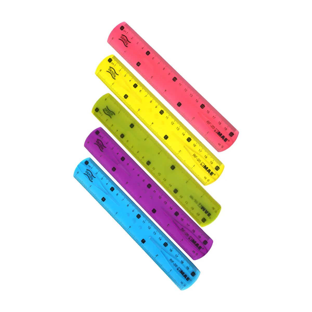 5pz Regla Flexible Mae 20 Cm Rf-20 Varios Colores Multicolor