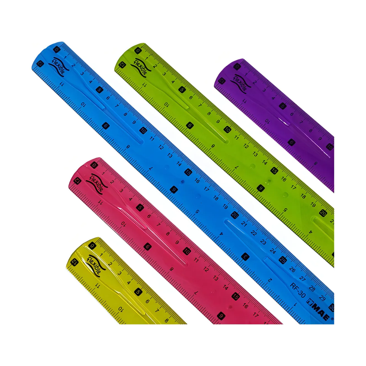 5pzs Regla Flexible Mae 30 Cm Rf-30 Varios Colores