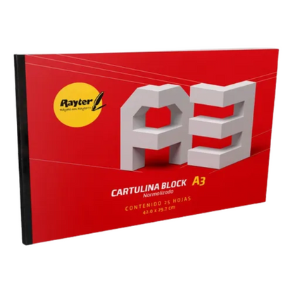 Block Dibujo Cartulina A3 Rayter Normalizado Bristol 25hojas