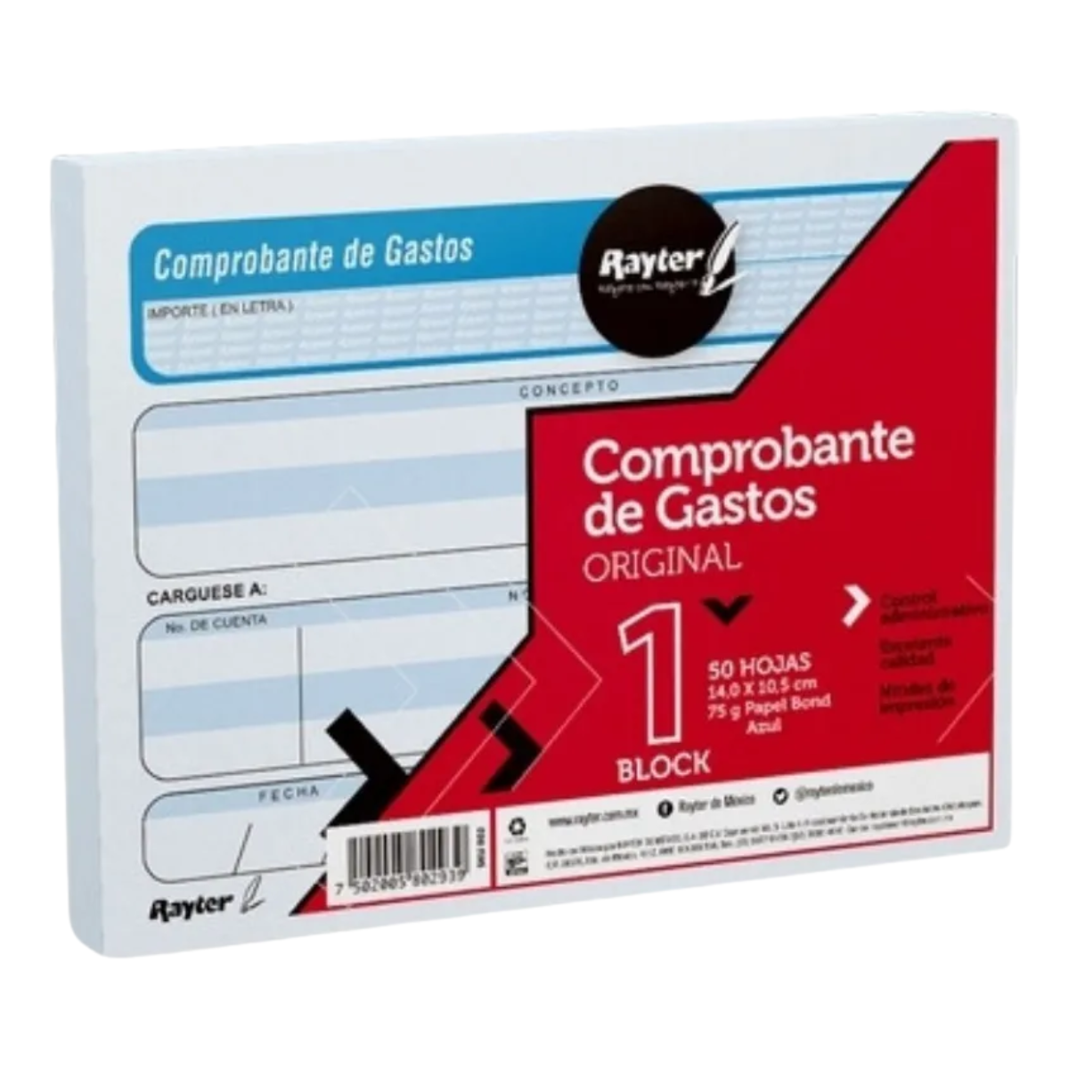 10 Block Comprobante De Gastos Rayter Azul 50 Hojas C/u