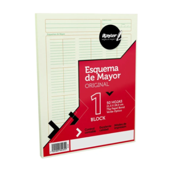 Block 50 Hojas Esquema Mayor Rayter Verde 75g Contabilidad