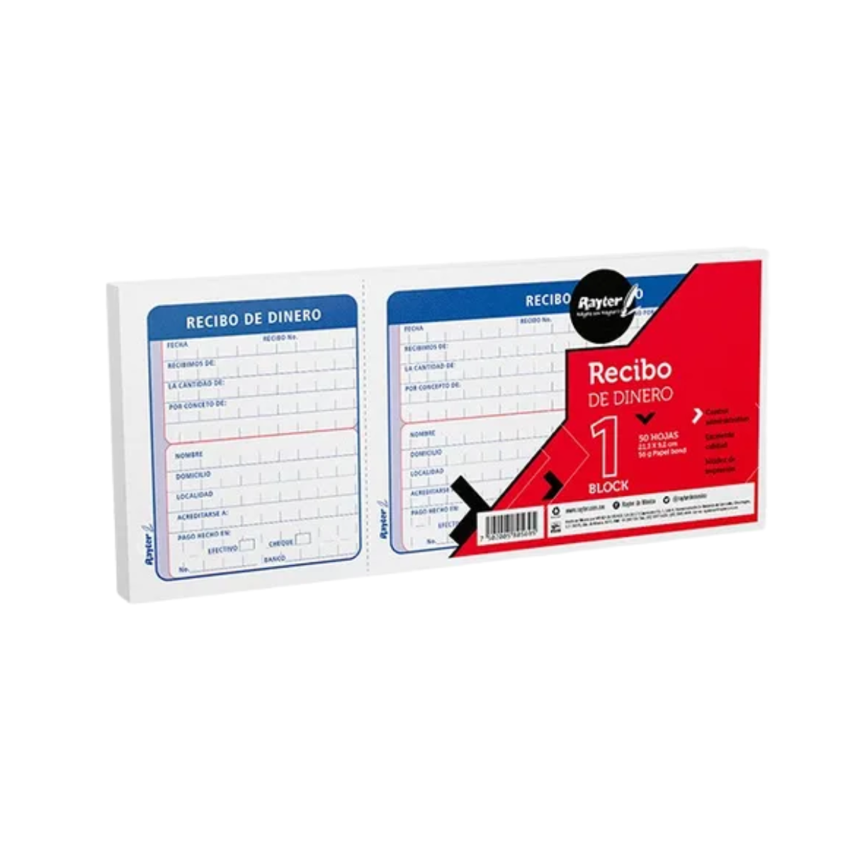 5 Piezas Block Recibo Dinero Rayter 50 Hojas/cu