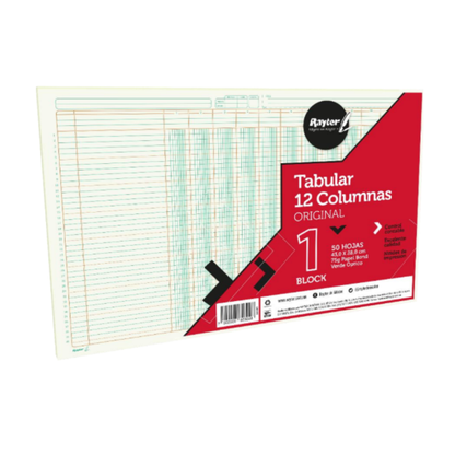 Block Tabular Rayter 12 Columnas Cont. 50 Hojas 75gr