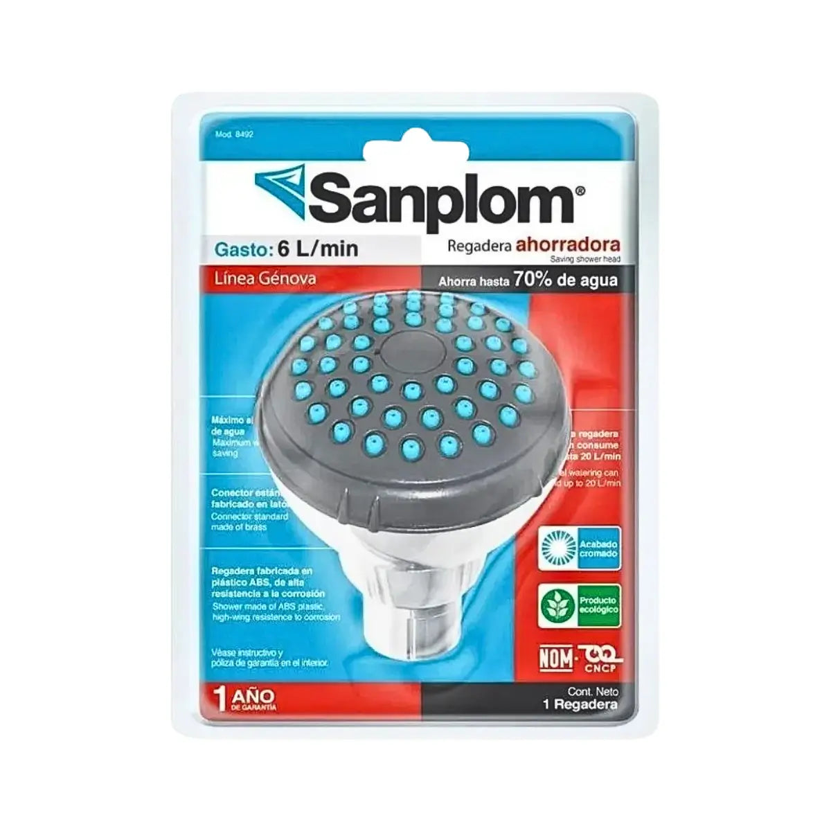 Regadera ahorradora de agua 6 l/min Sanplom - Sanplom