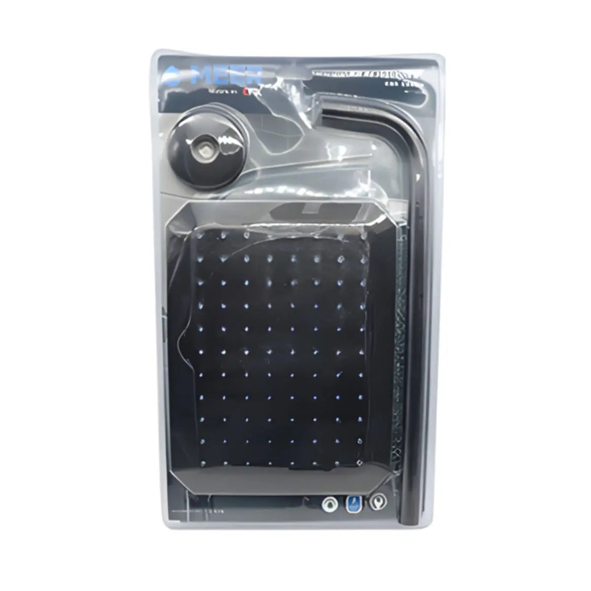 Regadera Cuadrada 8” Meer Tubo 40 cm Sistema Anti-Sarro Negro Mate MASTER 20PZ - CNX - empaque
