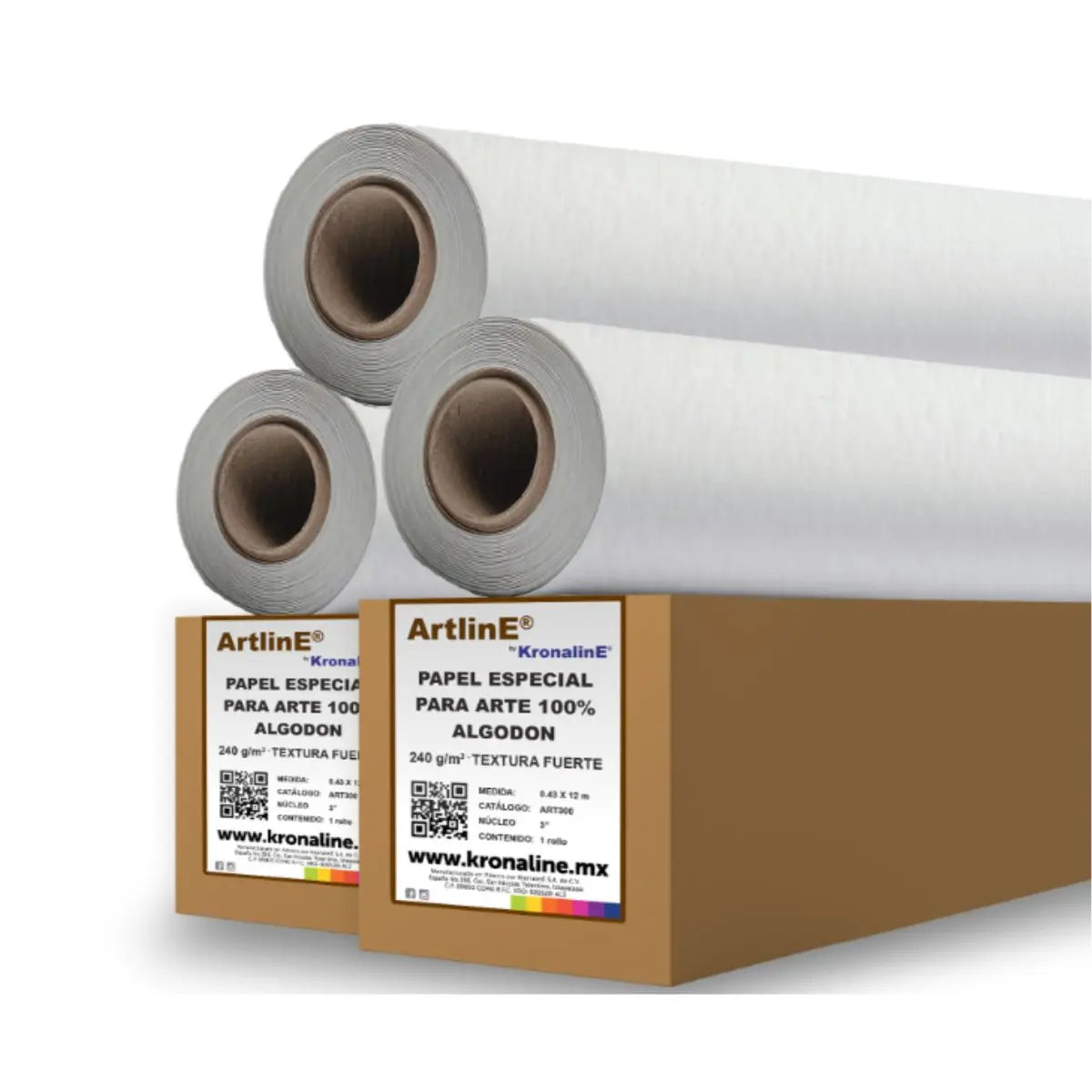 Rollo Papel Arte Kronaline Art300 Textura Fuerte Algodón 0.43 x 12 m Kronaline