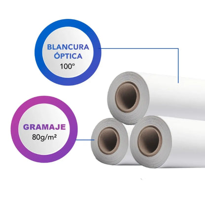 Rollo Papel Bond Prime White Kronaline PW456 Planos Plotter - Kronaline - empaque